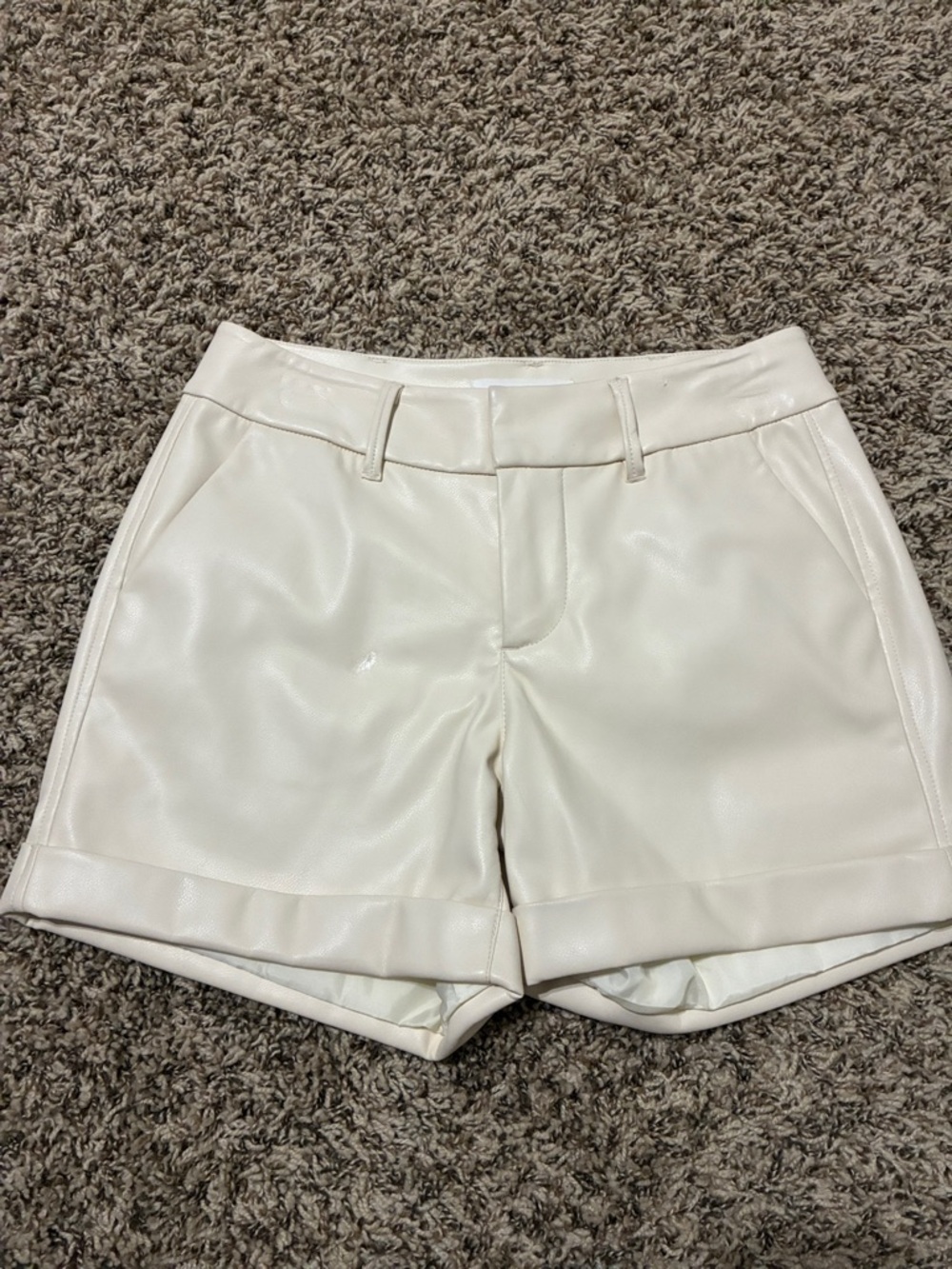 Dear John Cream Faux Leather High-Rise Shorts